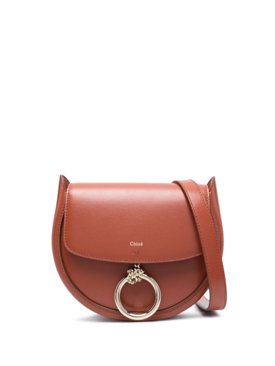 Chloé Chloe Woman Brick Leather Small Arlene Crossbody Bag In Brown