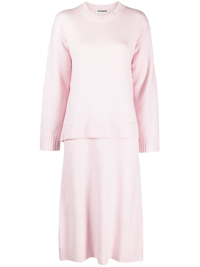 Jil Sander Wool Midi Dress In Pink