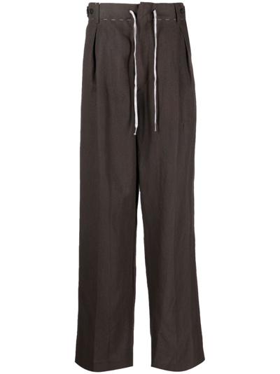 Maison Margiela Drawstring Straight-leg Trousers In Brown