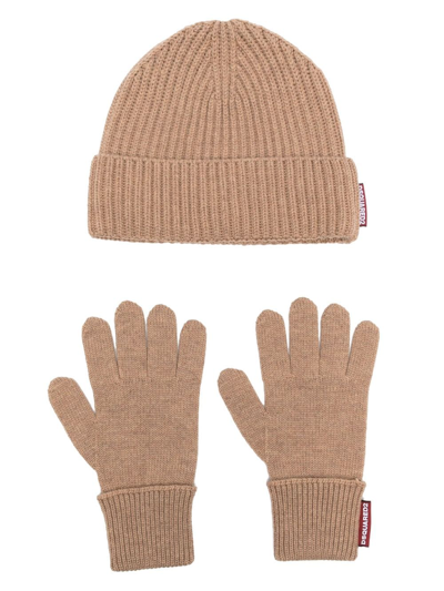 Dsquared2 Set-of-two Wool Beanie In Brown