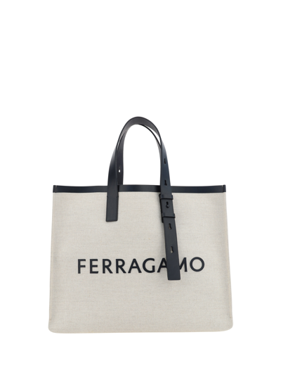 Ferragamo Shopping Bag In Nero