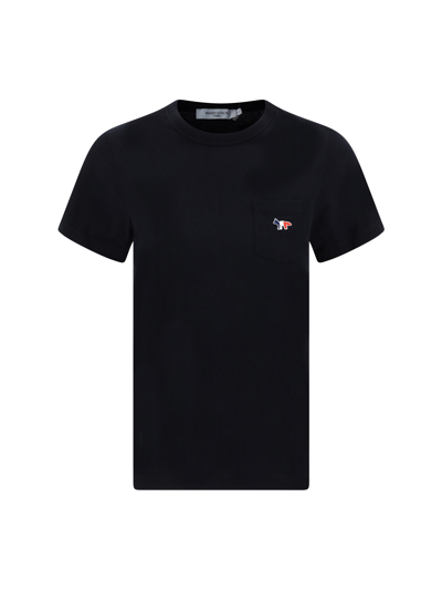 Maison Kitsuné Tricolor Fox Patch T-shirt In Black