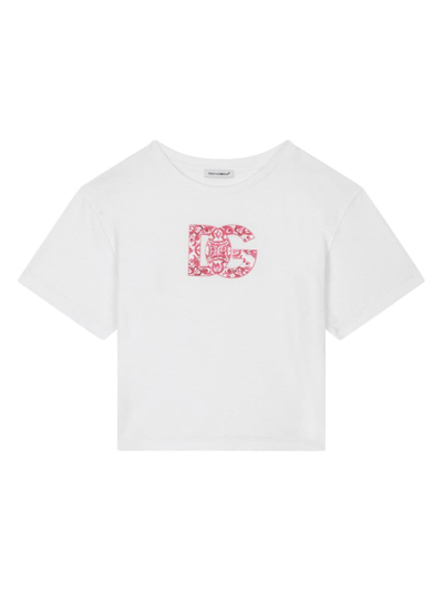 Dolce & Gabbana Kids' Majolica Logo T-shirt In White