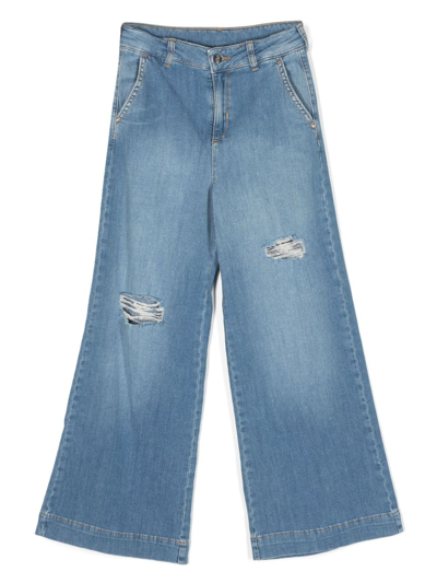 Liu •jo Kids' High-waisted Bell-bottom Jeans In Blue