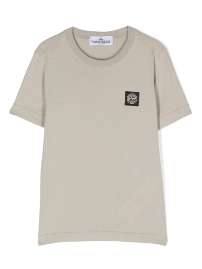 Stone Island Junior Kids' Compass-patch Cotton T-shirt In Grigio