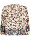 Etro Printed Ruffle-embellished Top In Neutrals