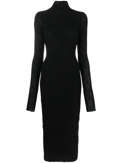Philosophy Di Lorenzo Serafini Lace Long Sleeves Midi Dress In Black