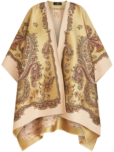 Etro 佩斯理印花缎面设计斗篷 In Beige