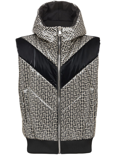 BALMAIN MONOGRAM-PRINT PUFFER GILET