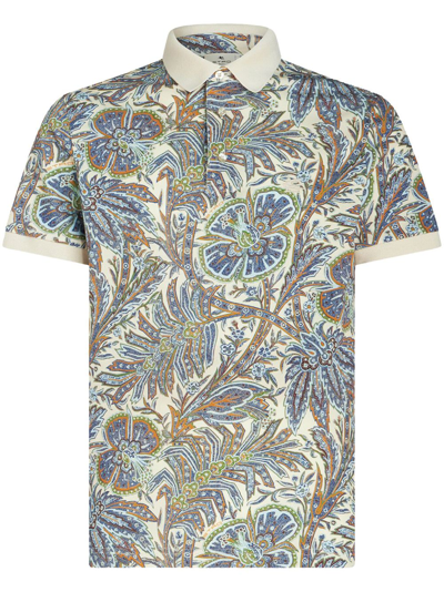 Etro Polo Shirt In Cotton Jersey In White
