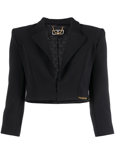 Elisabetta Franchi Spencer-cut Crepe Cropped Jacket In Black