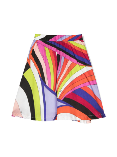 Pucci Junior Kids' Abstract-pattern Slip-on Skirt In Pink
