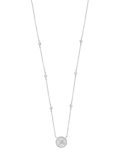 Effy Collection Effy Diamond Round Cluster 15" Pendant Necklace (1-1/10 Ct. T.w.) In 14k White Gold