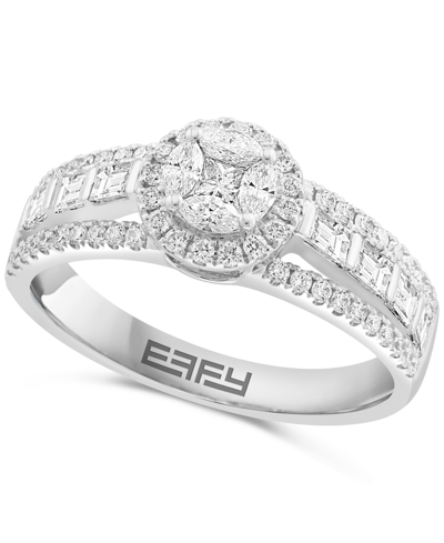Effy Collection Effy Diamond Round Halo Cluster Ring (7/8 Ct. T.w.) In 14k White Gold