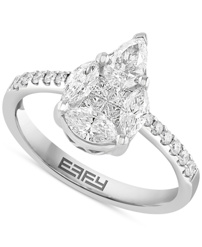 Effy Collection Effy Diamond Pear Shaped Cluster Engagement Ring (1-1/5 Ct. T.w.) In 14k White Gold