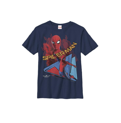 Marvel Boy's  Spider-man: Homecoming Logo Collage Child T-shirt In Navy Blue