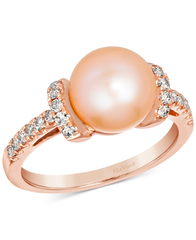 Le Vian Strawberry Pearl (9mm) & Nude Diamond (1/3 Ct. T.w.) Ring In 14k Rose Gold In Strawberry Gold
