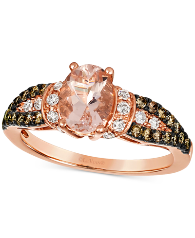 Le Vian Peach Morganite (7/8 Ct. T.w.) & Diamond (1/2 Ct. T.w.) Ring In 14k Rose Gold In Strawberry Gold