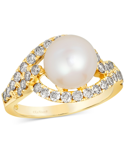 Le Vian Vanilla Pearl (9mm) & Nude Diamond (3/4 Ct. T.w.) Statement Ring In 14k Gold In Honey Gold
