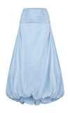 Anna October Cheryl Ruched And Tufted Maxi Skirt In Light Blue
