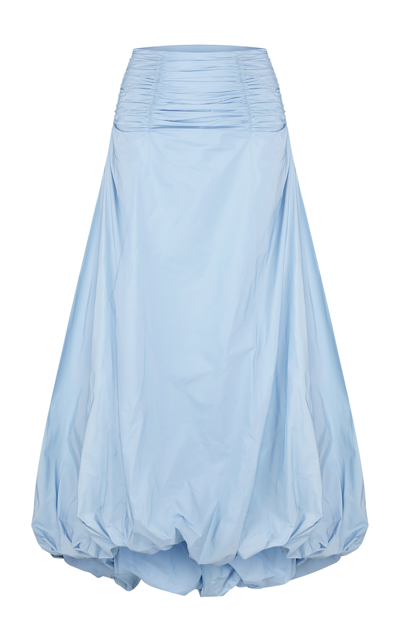 Anna October Cheryl Ruched And Tufted Maxi Skirt In Light Blue