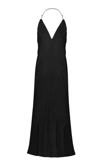 Anna October Charlize Crystal-strap Draped Maxi Dress In Black