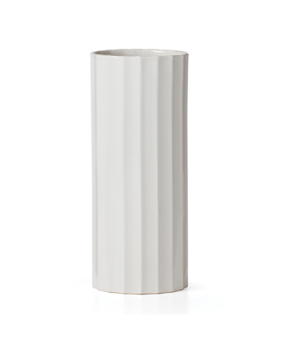 Lenox French Perle Scallop Cylinder Vase, Medium In White And Off White