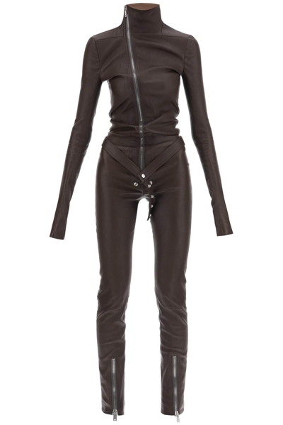 Rick Owens Jumpsuit In Leather In Brown (brown)