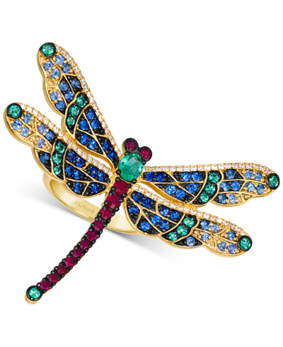 Le Vian Chocolatier Multi-gemstone (2-1/3 Ct. T.w.) & Diamond (3/8 Ct. T.w.) Dragonfly Ring In 14k Gold