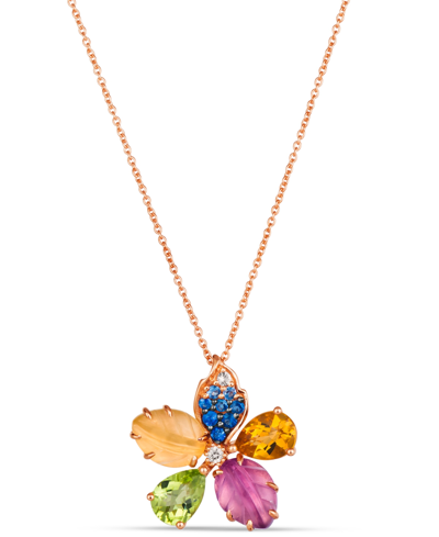 Le Vian Ombre Multi-gemstone (2-7/8 Ct. T.w.) & Diamond Accent Flower Pendant Necklace In 14k Rose Gold, 18" In K Strawberry Gold Pendant