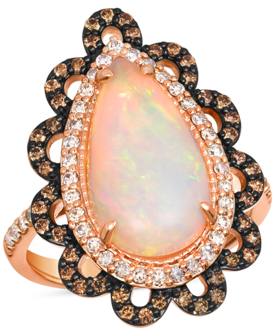 Le Vian Neopolitan Opal (5-1/5 Ct. T.w.) & Diamond (3/4 Ct. T.w.) Pear Halo Ring In 14k Rose Gold