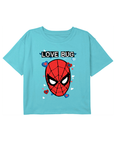 Marvel Girl's  Valentine's Day Spider-man Love Bug Child T-shirt In Blue