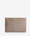 Gigi New York Uber Python-embossed Leather Clutch In Stone