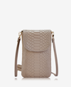 Gigi New York Emmie Snake-embossed Leather Phone Bag In Stone