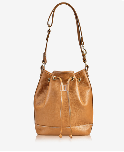 Gigi New York Cassie Drawstring Leather Bucket Bag In Brown