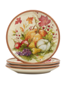 Certified International Harvest Blessings Set Of 4 Dinner Plate Service For 4 In Red