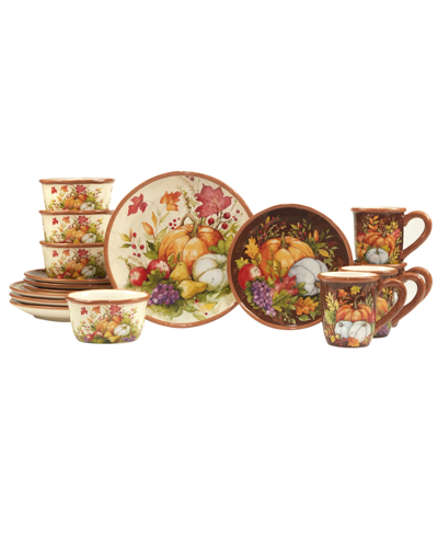 Certified International Harvest Blessings 16 Piece Dinnerware Set, Service For 4 In Red