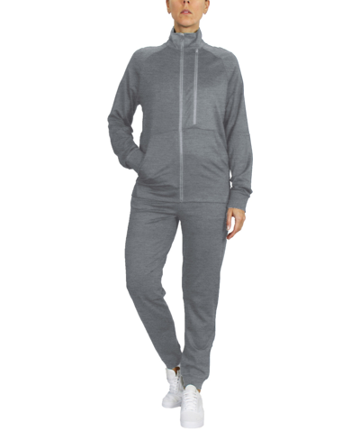 Galaxy By Harvic Women's Moisture Wicking Performance Active Track Jacket And Jogger Set, 2-piece In Charcoal
