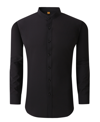SUSLO COUTURE MEN'S SLIM FIT SOLID PERFORMANCE COLLARLESS BUTTON DOWN SHIRT