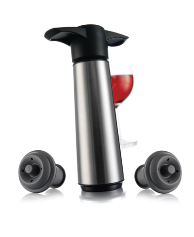 Vacu Vin Stainless Steel Wine Saver Pump With 2 Stoppers In Silver