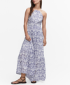 Mango Embroidered Halter Neck Dress Blue In Blue
