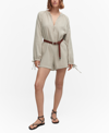 Mango Short Jumpsuit With Buttons Light/pastel Grey In Light/pastel Gray
