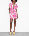 Mango Printed Linen Shirt Fuchsia In Fuchsia