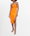 Mango Strapless Linen Dress In Orange