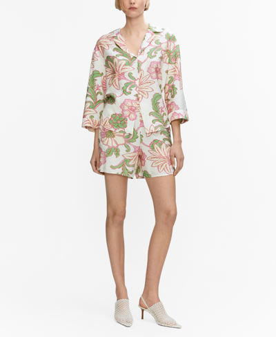 Mango Textured Printed Shirt Pale Pink