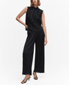 Mango Forest Pleated Straight Leg Drawstring Pants In Black