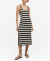 Mango Stripe Crochet Midi Dress In Black