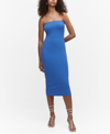 Mango Strapless Dress Blue In Blue