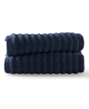Blue Loom Mason 100% Cotton Low Twist 2 Piece Hand Towel Set, 30" X 18" In Navy Blue