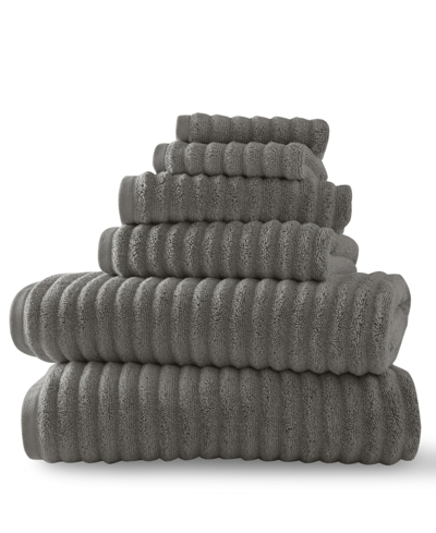 Blue Loom Mason 100% Cotton Low Twist 6 Piece Towel Set In Charcoal